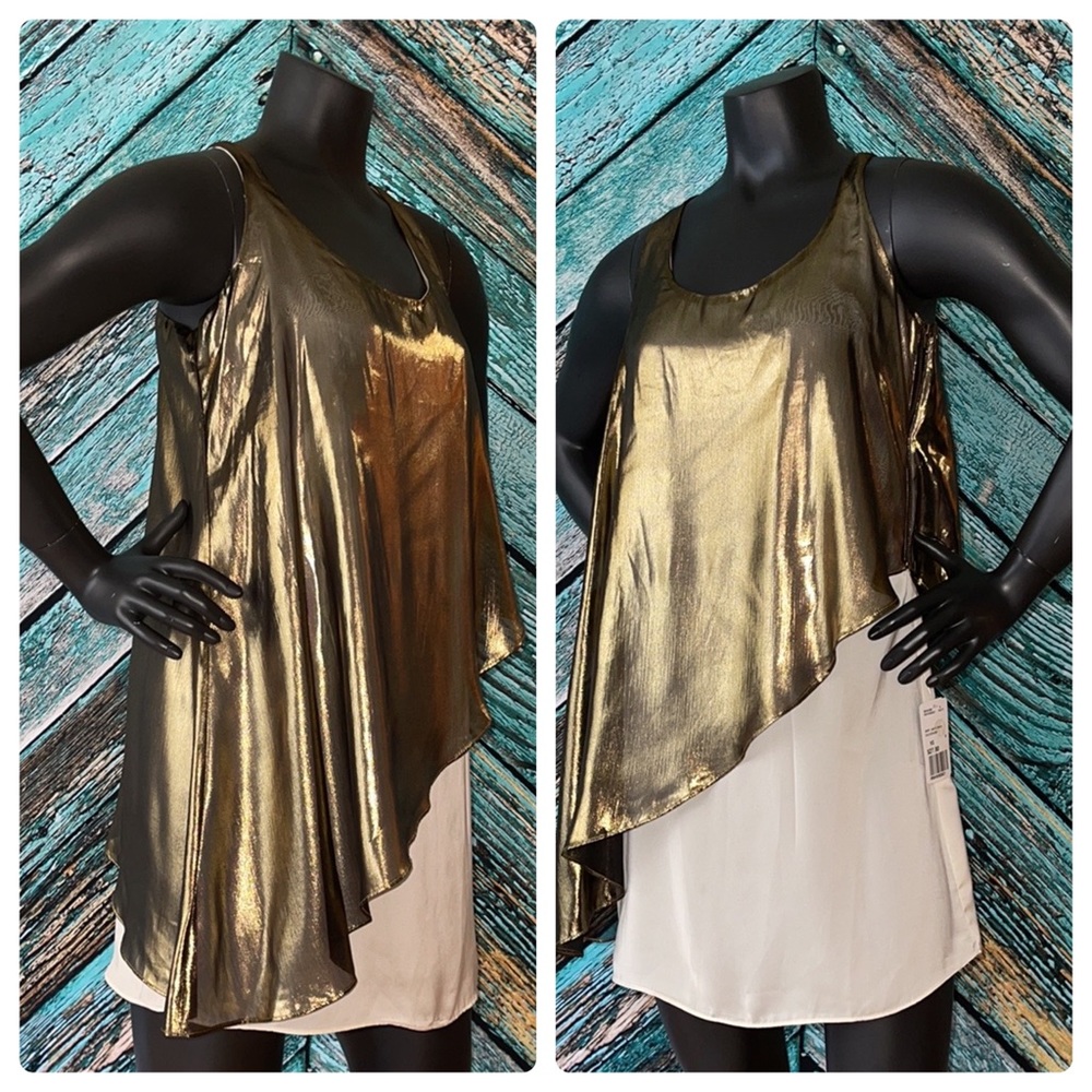 NWT LOVE21 Metallic Overlay Shirt Length Dress XS